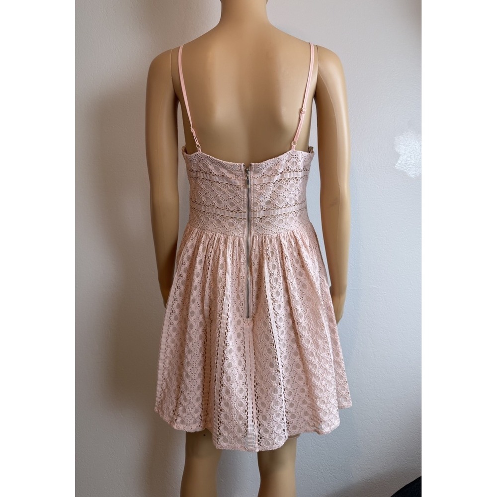 Vintage Y2K City Triangles Pink Lace Ladder Trim Spaghetti Strap Dress Size 9 - Picture 6 of 13